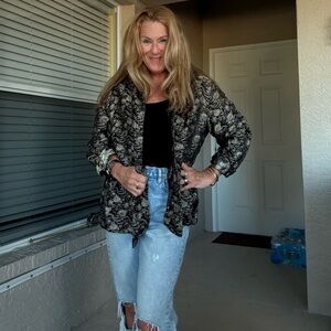 Chico's Black and Gold Patterned Jacket